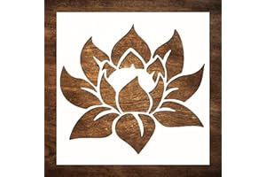 DLY LIFESTYLE Lotus Stencil for Painting on Wood, Canvas, Paper, Fabric, Walls and Furniture - Lotus Flower Stencil - 6x6 Inches - Reusable DIY Art and Craft Stencils - Floral Stencil