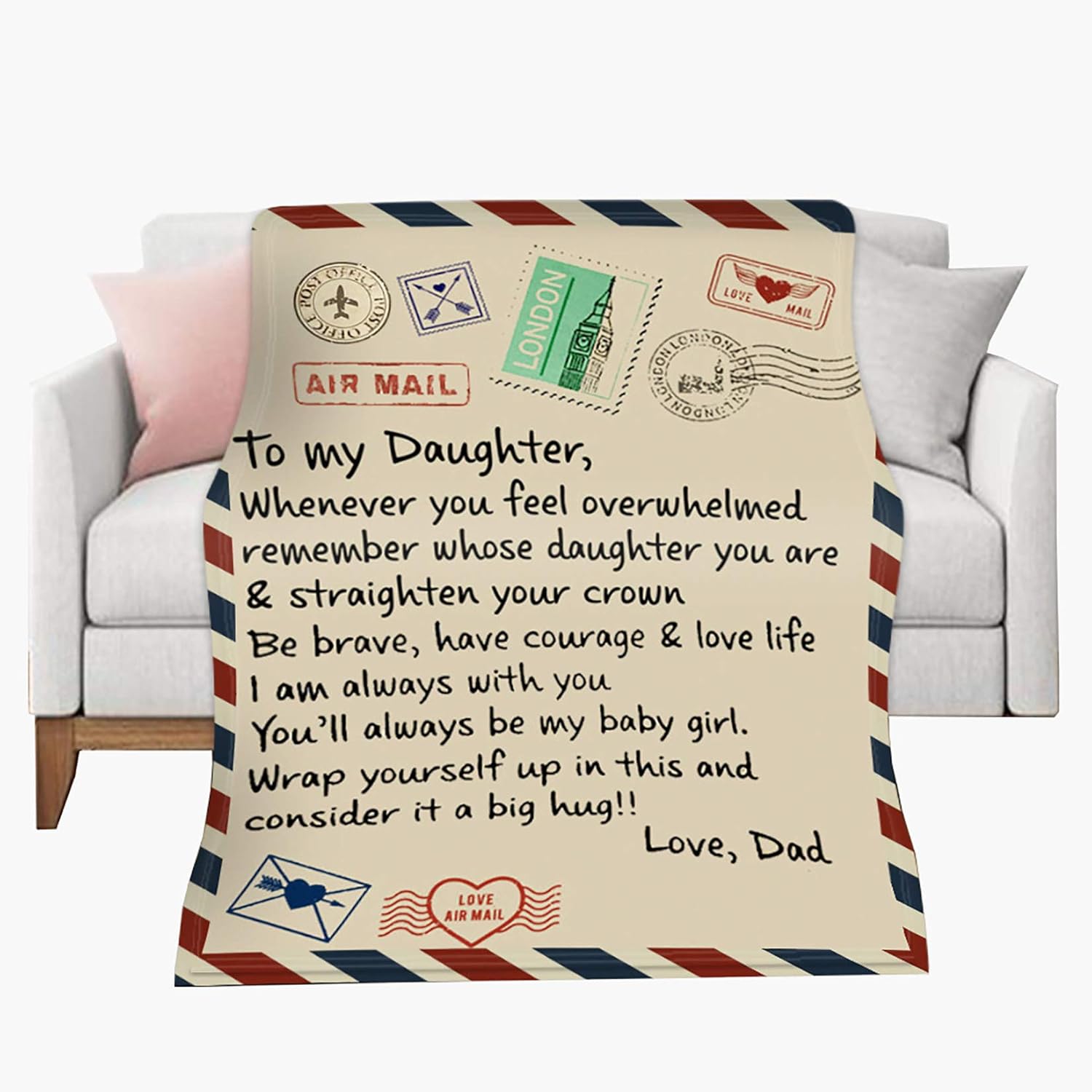 XXZ Brief Postkarte Fleece Decke an Meine Tochter Decke von Papa oder