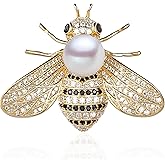 Rhinestone Pearl Bee Brooch Honey Bee Lapel Pin Vintage Crystal Insect Pin for Women Men
