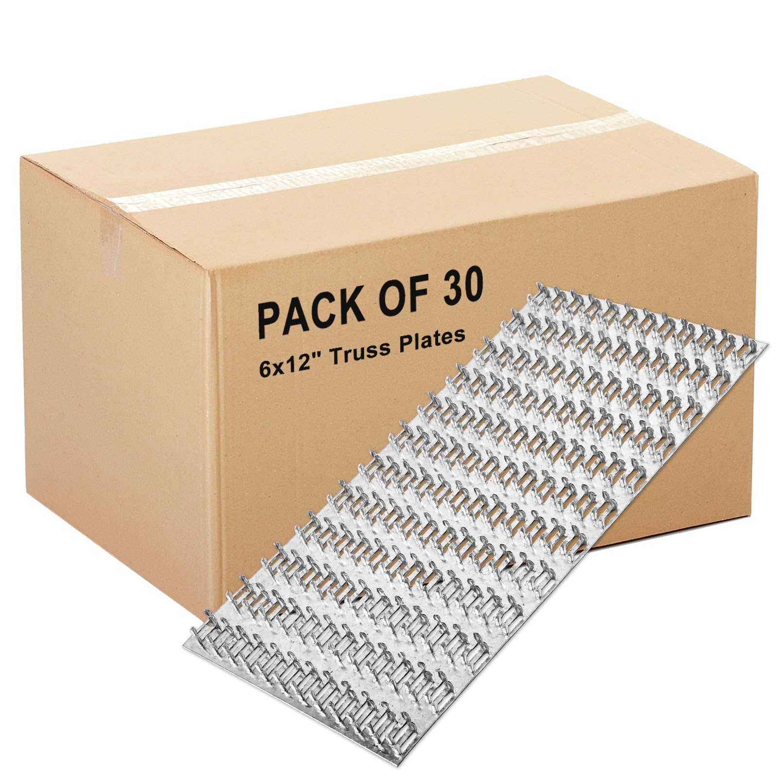 Photo 1 of MOZCORN 30 Pcs Truss Mending Plate 6x12, Pronged Truss Plates with Nail Teeth, Truss Brackets for Roofing Wood Connector