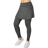 Xioker Women Skirted Full Length Leggings with Pockets,Tennis Skorts Skirts with Leggings Yoga Skorts