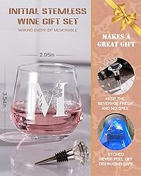 Physkoa Initial Wine Glass Stemless-【Etched