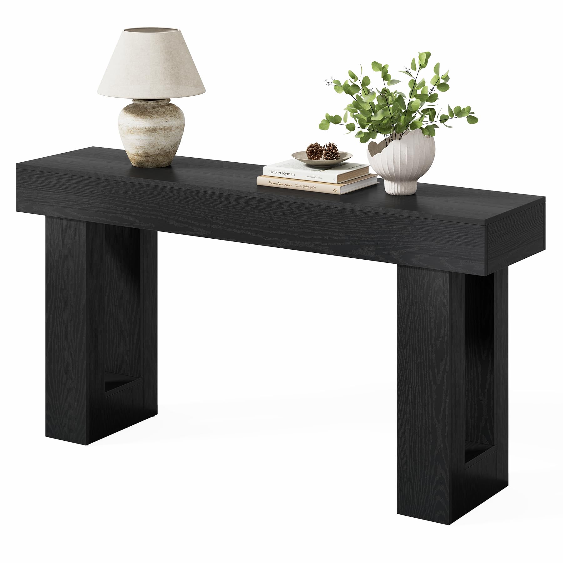 Photo 1 of Little Tree 63-Inch Long Console Tables for Entryway, Large Sofa Table Behind Couch, Wooden Entry Foyer Hallway Table, Modern Console Sofa Tables for Living Room, Black