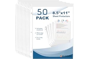ZKKZOMA 50PACK Clear Sheet Protectors 8.5 x 11 inch Page Protectors for 3 Ring Binder, Plastic Sheet Sleeves for Photos, Docu