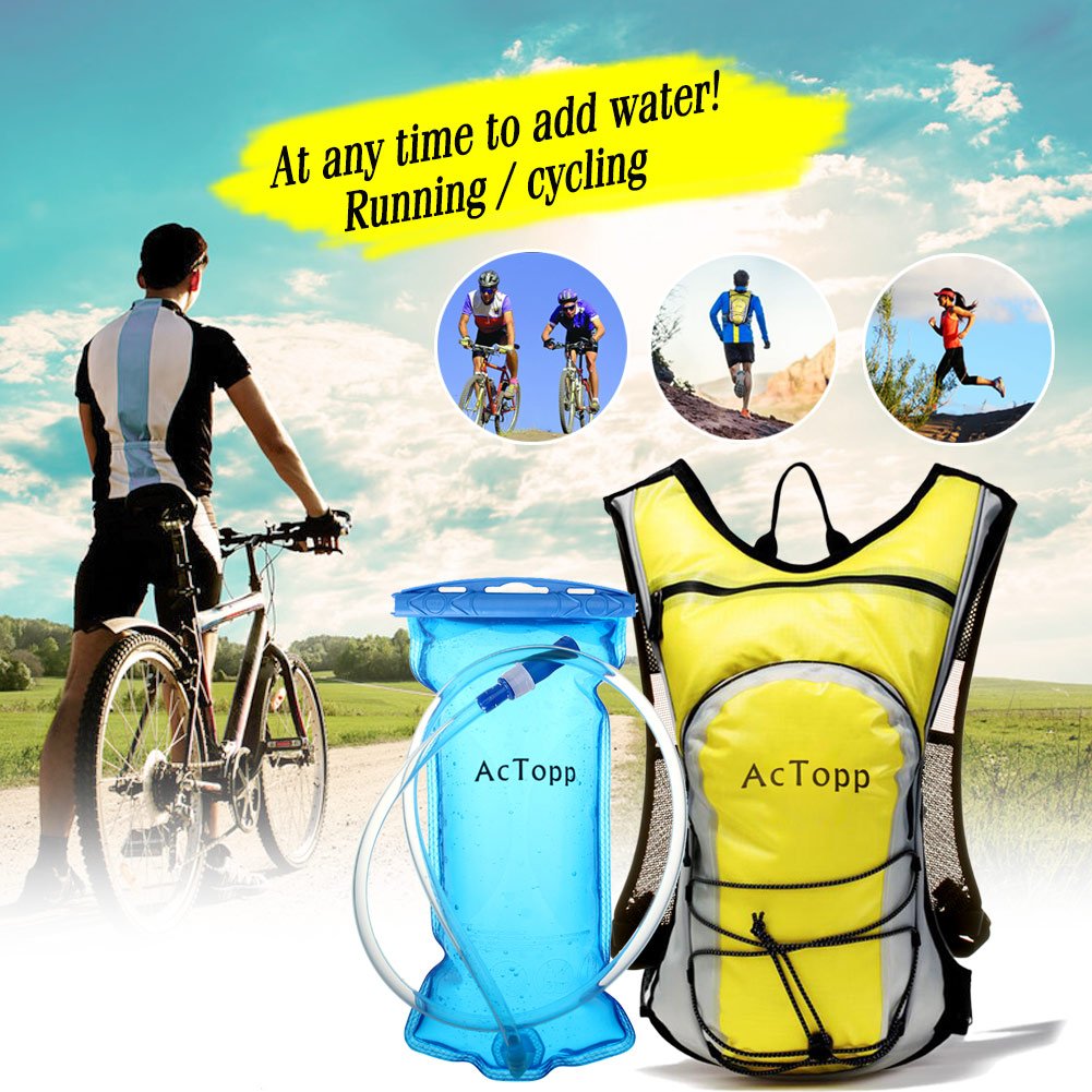 AcTopp Hydration Pack - 4L Hydration Backpack and 2L Bladder Bag, Waterproof and Adjustable Straps with FDA Approved Hydration Bladder, Best for Cycling Running Hiking Jogging