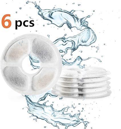 Toozey Filtre Fontaine Eau Chat 6 Filtres Fontaine Chat Fontaine à Eau Pour Chat Filtre Filtres Contiennent Du Charbon Actif Et Résine échangeuse