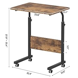 SogesHome 23.6 inches Adjustable Mobile Bed Table
