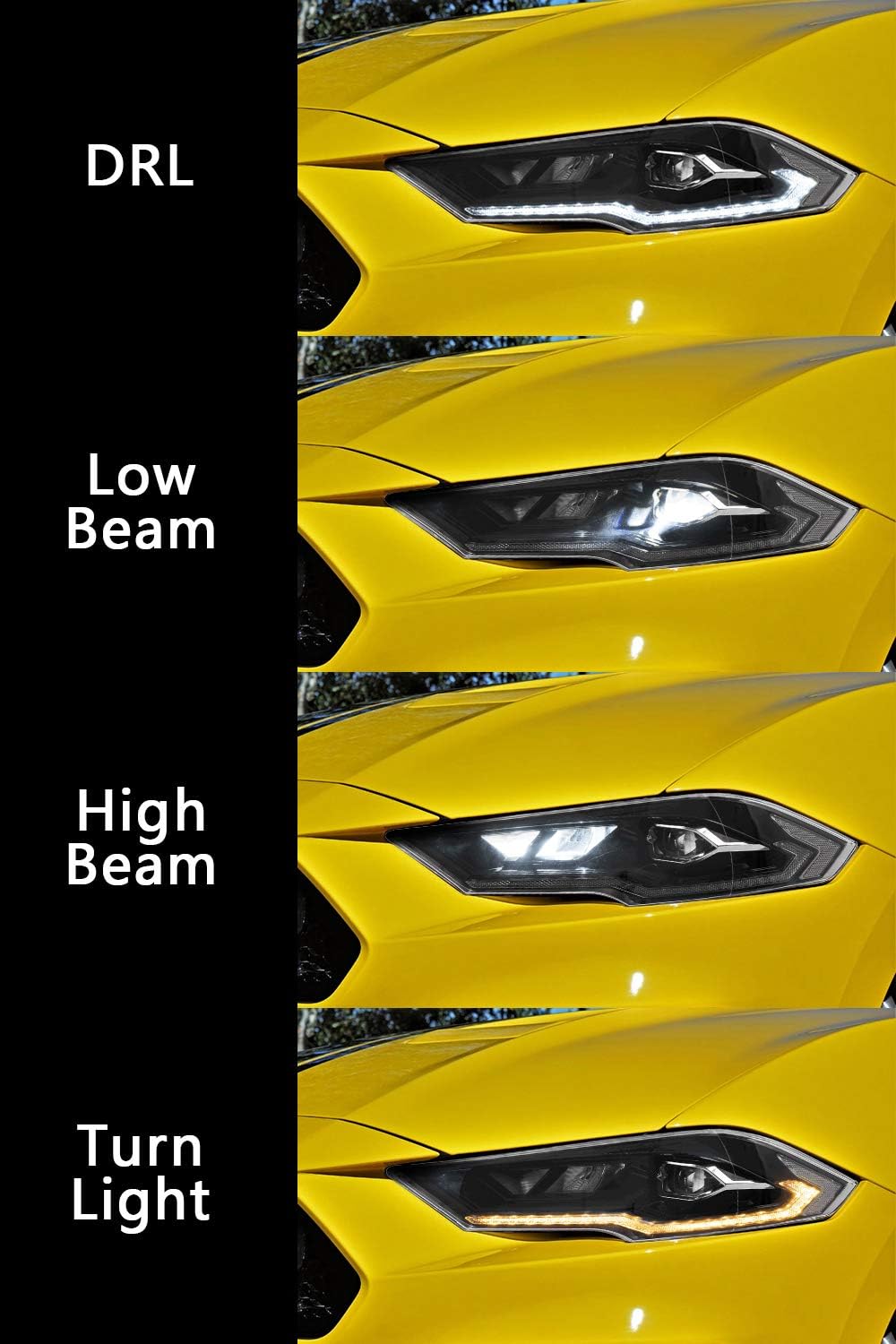 1968 mustang tail light bezels on Amazon Com Vland Headlights Compatible With Ford Mustang 2018 2019 2020 Full Led Projector Headlamp With Sequential Turn Signal And Starting Animation 1 Pair Clear Lens Automotive