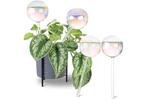 Soilagua 13 oz 2 Weeks Extra Large Plant Self Watering Globes, Light Iridescent Glass Water Bulb for Indoor Plants While Away, Plant Waterer Self-Watering Stakes, Plant Thing for Plant Lovers, 4 Pcs