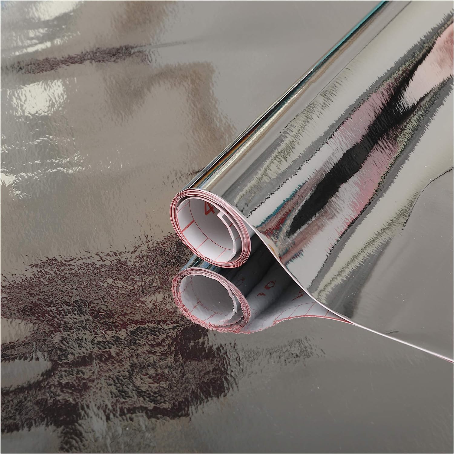 d-c-fix vinyl wrap High gloss silver metallic 45 cm x 1,5 m - sticky back plastic roll for furniture, kitchen & cupboards - contact paper sticker self adhesive film