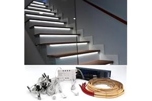 MALIIGAZA Motion Sensor LED Stair Light Kit with Main Wire for Easy Installation, Daylight Sensor LED Step Light Indoor COB LED Strip Lights (20 Stairs,6000K)