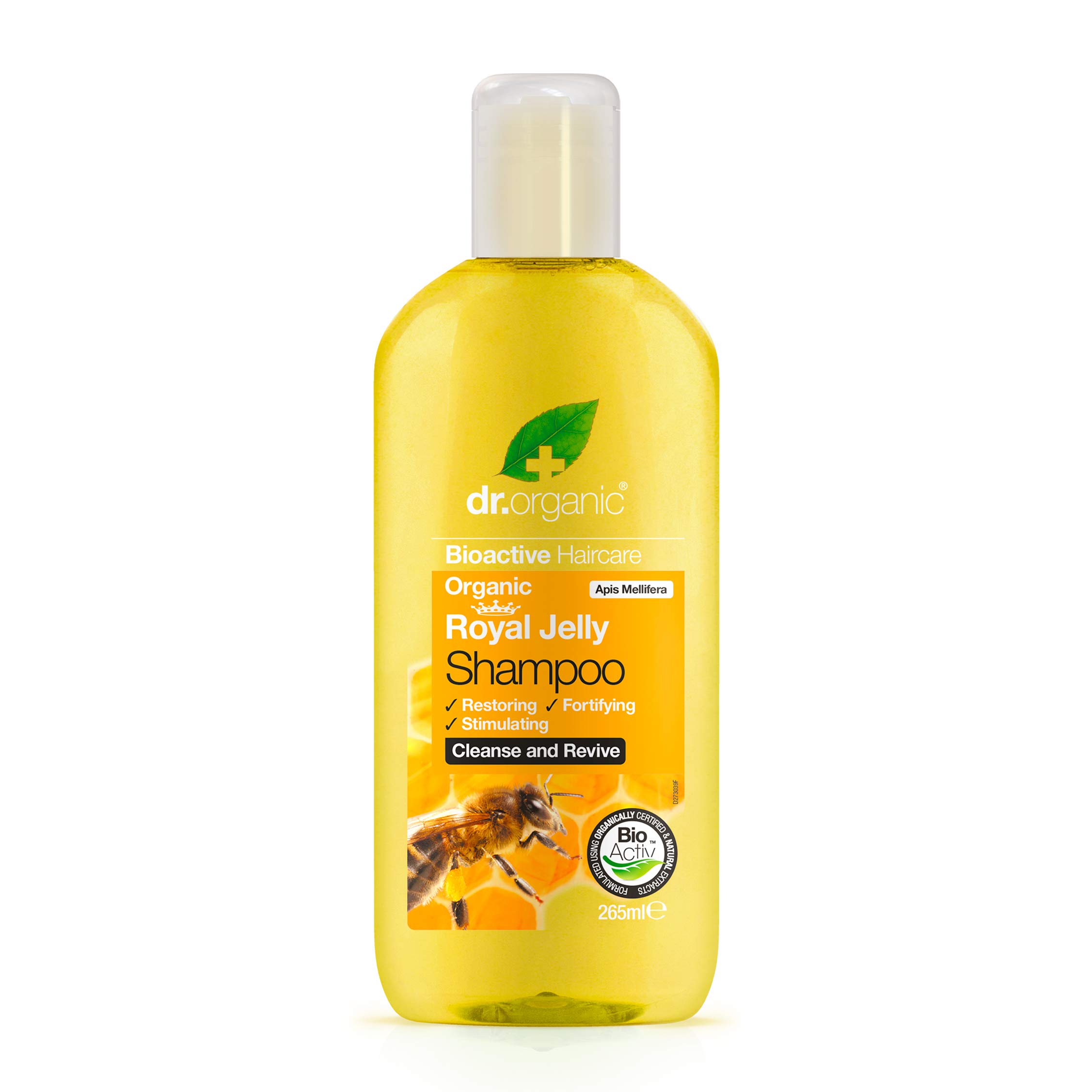 Dr Organic Royal Jelly Shampoo, All Hair Types, Mens, Womens, Natural, Vegetarian, Cruelty-Free, Paraben & SLS-Free, Organic, 265ml