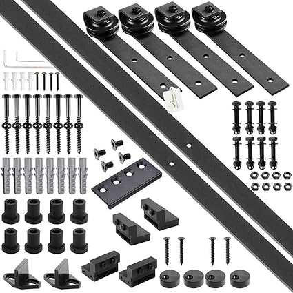 Amazon Com 12ft Double 2 Barn Door Sliding Track Rail Bypass