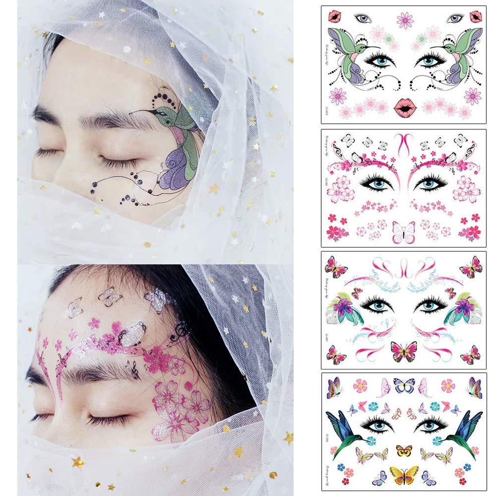 Temporary Face Tattoos Stickers Eyes Face Body Temporary