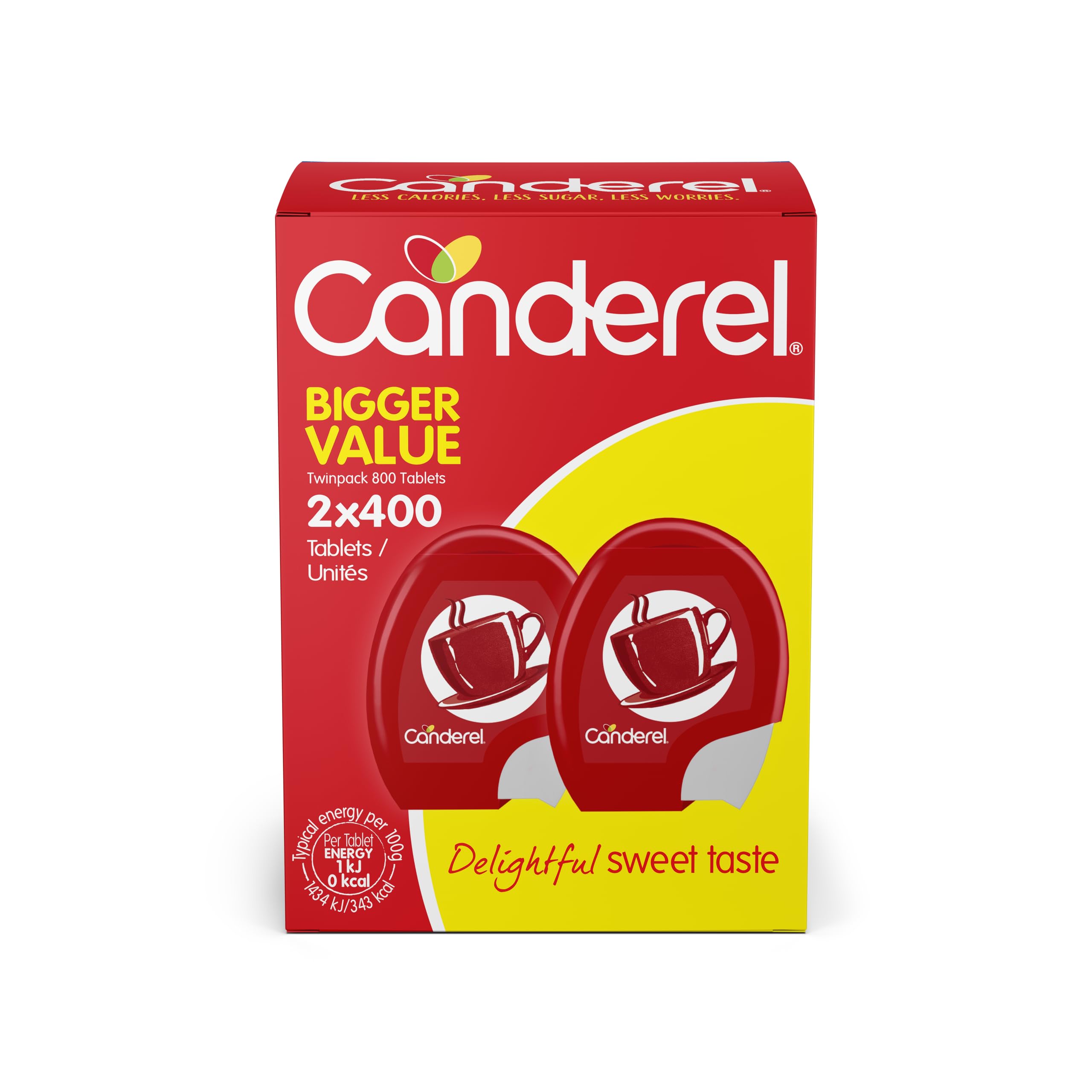 Canderel Sweetener Tablets | 2x400 | Zero Calorie Sweetener, Sugar Free and Diabetic Friendly | Perfect Sugar Substitute for Tea & Coffee | 800 Sweeteners | Value Pack