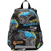 litebear Cartoon Monster Truck Backpack Monster Jam Bookbag Kids Daypack Toddler Travel School Bag Small Mini Backpacks for boys with Chest Strap