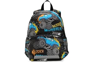 LITEBEAR Cartoon Monster Truck Backpack Monster Jam Bookbag Kids Daypack Toddler Travel School Bag Small Mini Backpacks for boys with Chest Strap