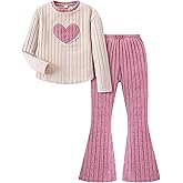 Kxuryueo Tween Girls Clothes Ribbed Knit Color Block Long Sleeve Shirt and Flare Pants Fall Outfits Size 6-12