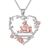 Midari Book Lover Gifts Women Necklaces 925 Sterling Silver Book Necklace for Women Reading Pandent Jewelry Graduation Gift for Book Lovers LibrarianBirthday Christmas Mother's Day