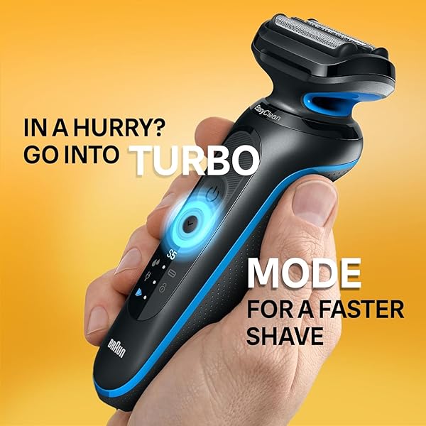 BRAUN ELECTRIC SHAVER FOR MEN, SERIES 5 5118S, WATERPROOF, WET & DRY SHAVE, TURBO SHAVING MODE, FOIL SHAVER WITH PRECISION TRIMMER, BATTERY POWERED, 50 MINUTE BATTERY RUNTIME