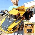 ZRYYWAN 23IN Super Large 1/20 RC Dump Truck, 12CH Electric Remote Control Transport Vehicle Engineering Vehicle Model, Alloy Lever One -Click Lifting RC Construction Truck Xmas Gift for Kids Adults