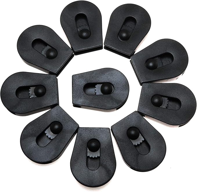 Eoutstanding Wheeled Cord Lock Stopper 10PCS Black Paracord Cord Locks