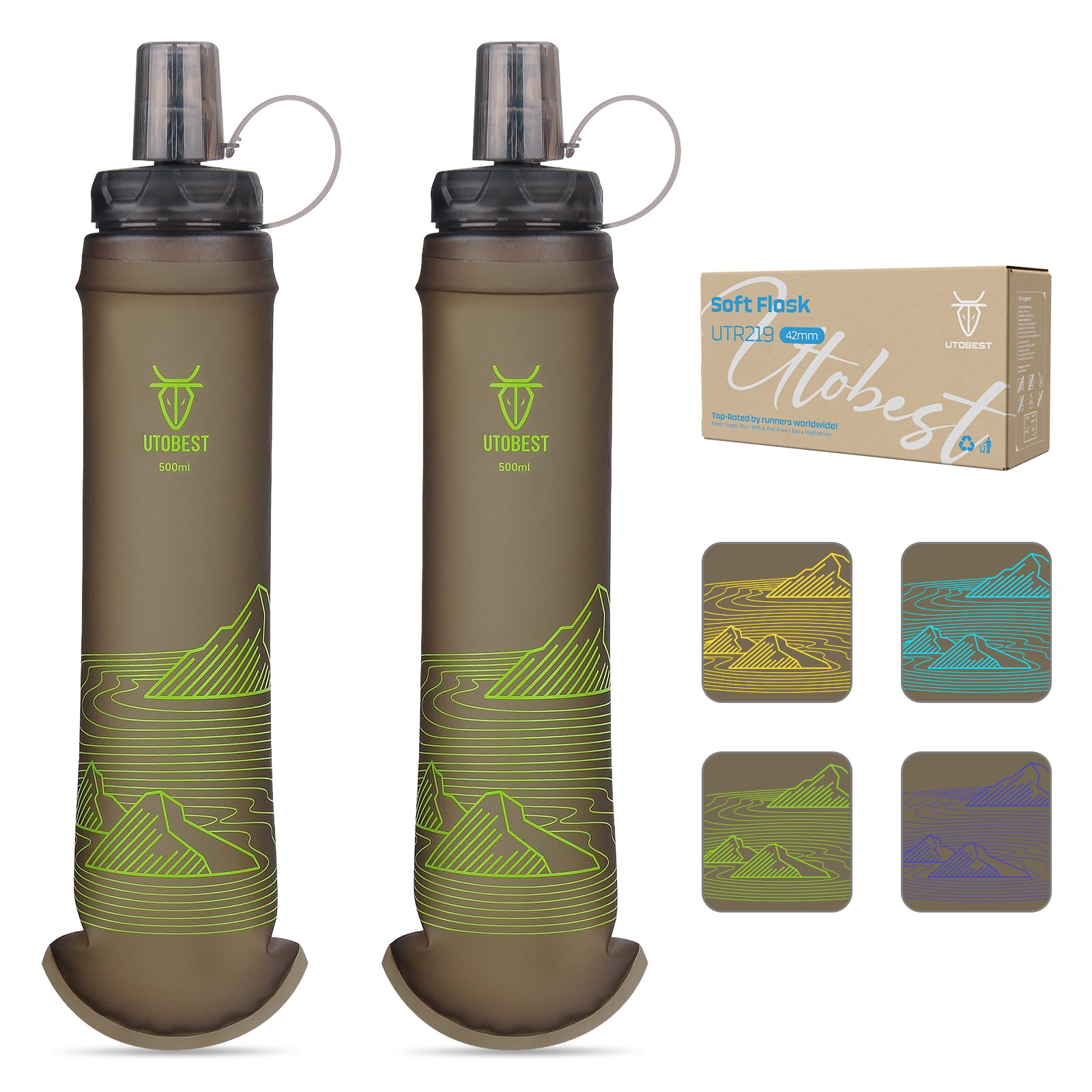 UTOBEST 500ml Soft Flask, 2 Pack Flexible TPU
