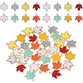 Honbay 32PCS Enamel Alloy Fall Charms Pendant Autumn Maple Leaf Pendant Thanksgiving Halloween Bead Charms for Earrings Bracelets Necklaces Jewelry Crafts Making - 8 Colors
