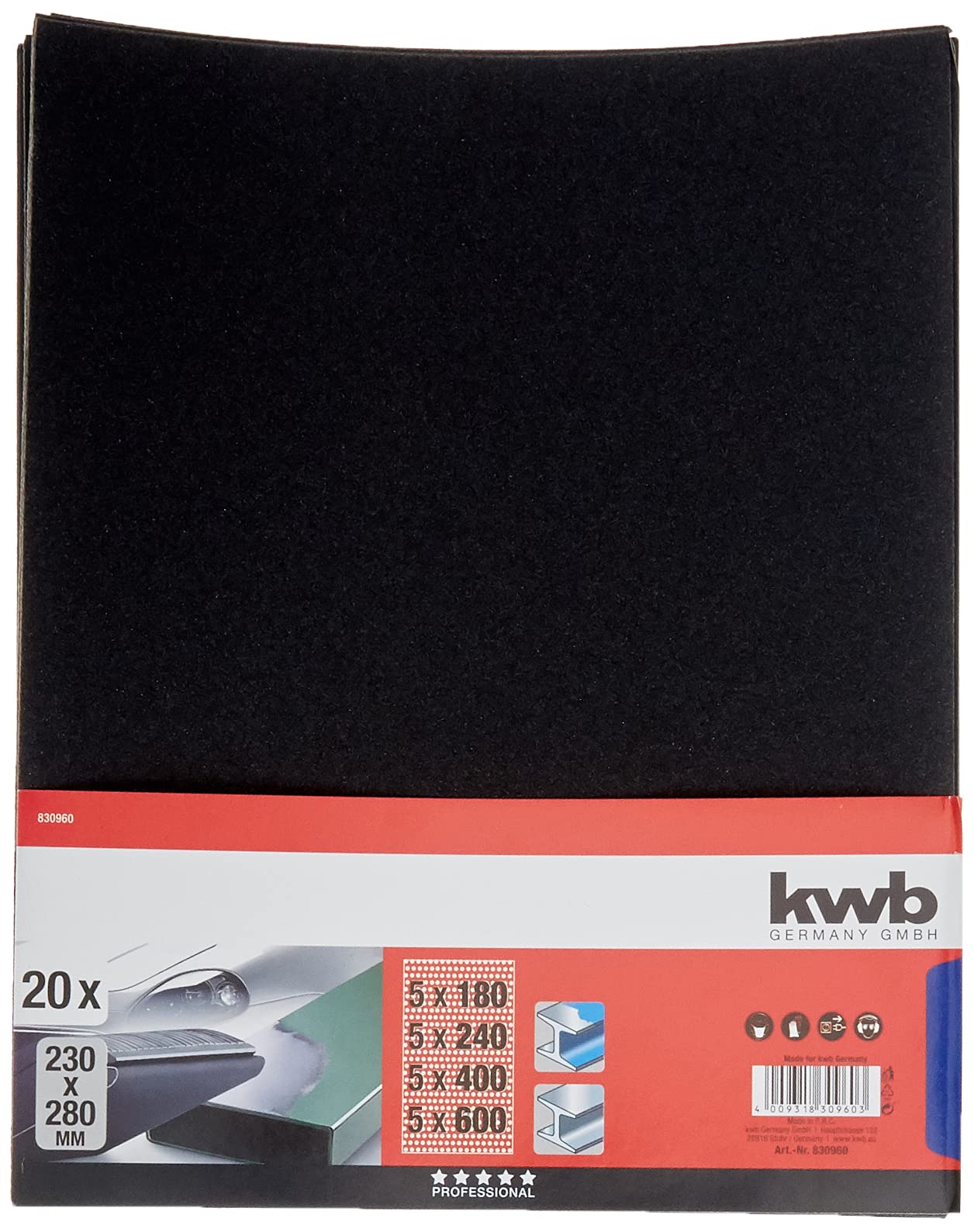 kwb - Sandpaper LACK & AUTO, waterproof economy pack - 830960