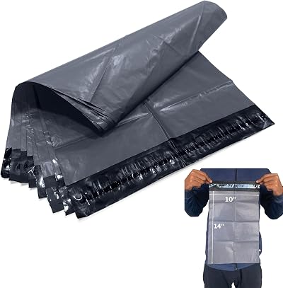 JeeJaan 50 Grey Mailing Bags 10x14 in 254 x 354mm Poly Mailers