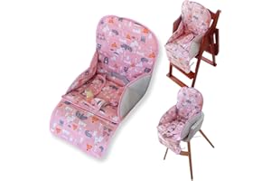 KOCPUDU High Chair Pad, High Chair Cushion, Seat Cushion Breathable Pad, Cute Pattern,Comfortable Seat Belt Design, Soft and Comfortable, Baby Sits More Comfortable (Pink Animal Pattern)