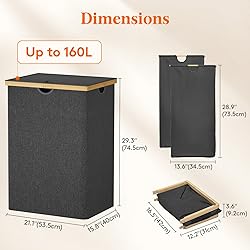 Lifewit 160L Double Laundry Hamper with Lid, Extra