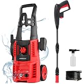 Electric Pressure Washer, 1850 PSI Max,1.0 GPM, 5" Wheels, 18M Cord/Hose Length Max, Power Washer for Patio, Car, Driveway, F