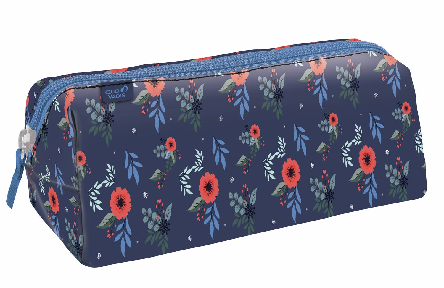 QUO VADIS - Collection: DAISY - Triangular School Pencil Case - 1 Large Compartment to Store Pens, Pencils and Felts - Size 23 x 8 x 8 cm - Blue Visual