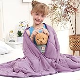 Purple Weighted Blanket Kids 3lbs, 36"x48", Cooling Heavy Throw Blanket for 20-40lbs, Microfiber Soft Thick Big Blankets Weighted Comforter Breathable Gift for Sleeping