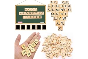 LSCQYYCC-200Pcs Magnetic Wooden Letter Bricks, Craft Letters - DIY Wooden Gift Decoration - Making Letter Coasters and Cross Games DIY Wood Gift Decoration - Making Alphabet Coasters