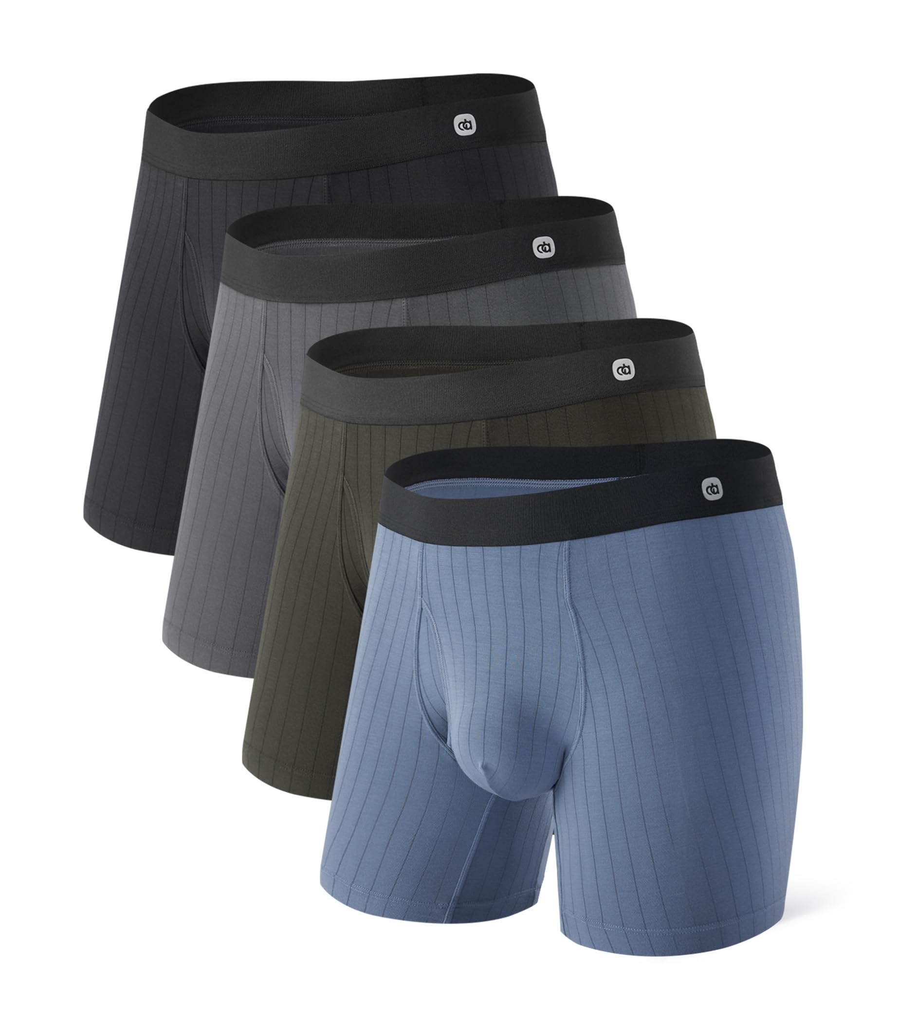 Photo 1 of *Missing Parts* DAVID ARCHY Men's Underwear Boxer Briefs Breathable Ultra Soft Knit Texture Modal Underwear for Men 3 Pack(L,Black/Dark Gray/Olive Green/Gray Blue)
**MISSING ONE BOXER***