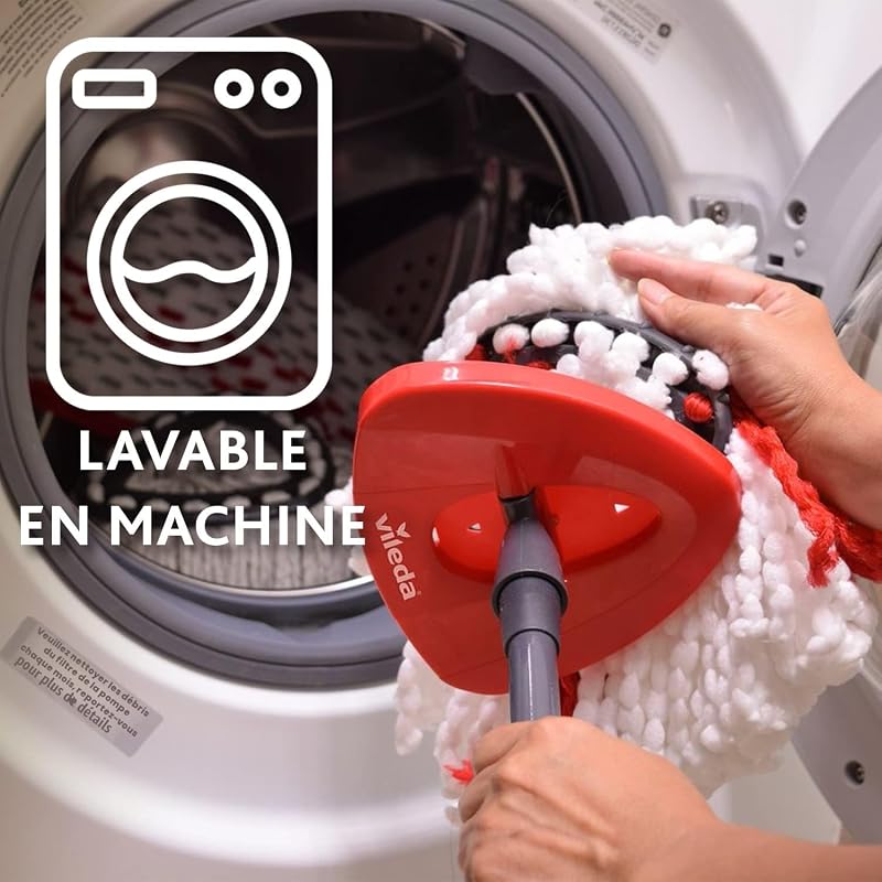 - Vileda Turbo 2 en 1 - Kit Complet Balai à Frange et Seau Essoreur à Pédale - Serpillière Microfibres avec Manche Télescopique - Laveur de Sol pour Sols Fragiles - Nettoie et Dépoussière