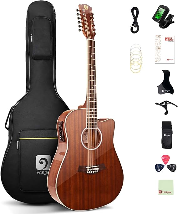 Vangoa 12 String Guitar, Acousticelectric Dreadnought Cutaway Guitar