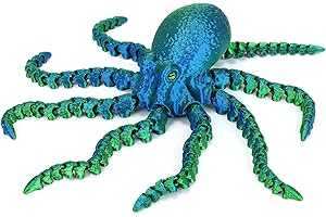 LYROYREG 3D Printed Octopus Animals Toy, Octopus Fidget Toy for Autism ADHD 3D Printed Gift DIY Creative Ornament Articulated Dragon Toys Home Decor for Christmas… (Blue-Eye)
