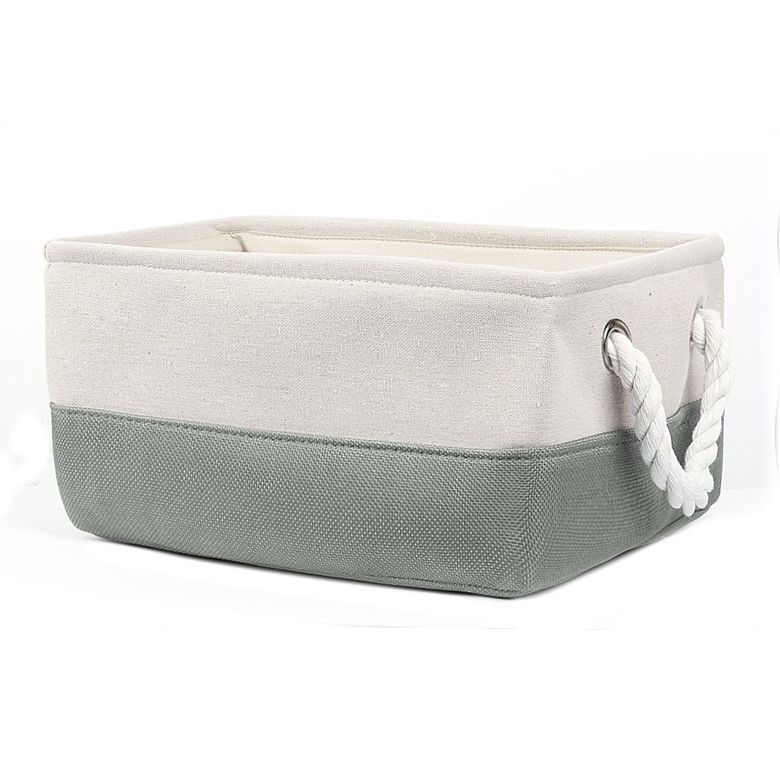 Sourcingmap Foldable Polyester Storage Basket or Bin with Durable Cotton Handles, Home Organizer Solution for, Laundry, Clothes, Container Boxes for Closet, Office, Bedroom, (Gray S)