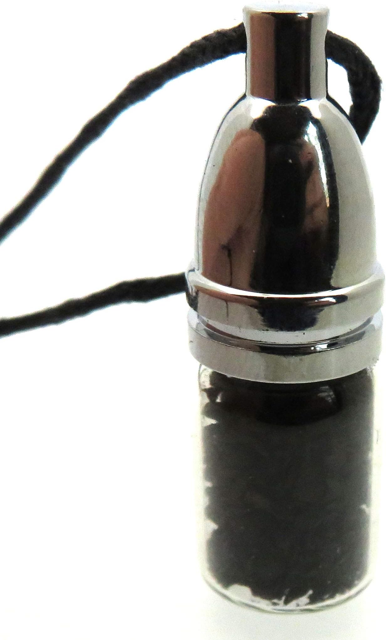 Jet Gemstone Glass Mojo Bottle Pendant