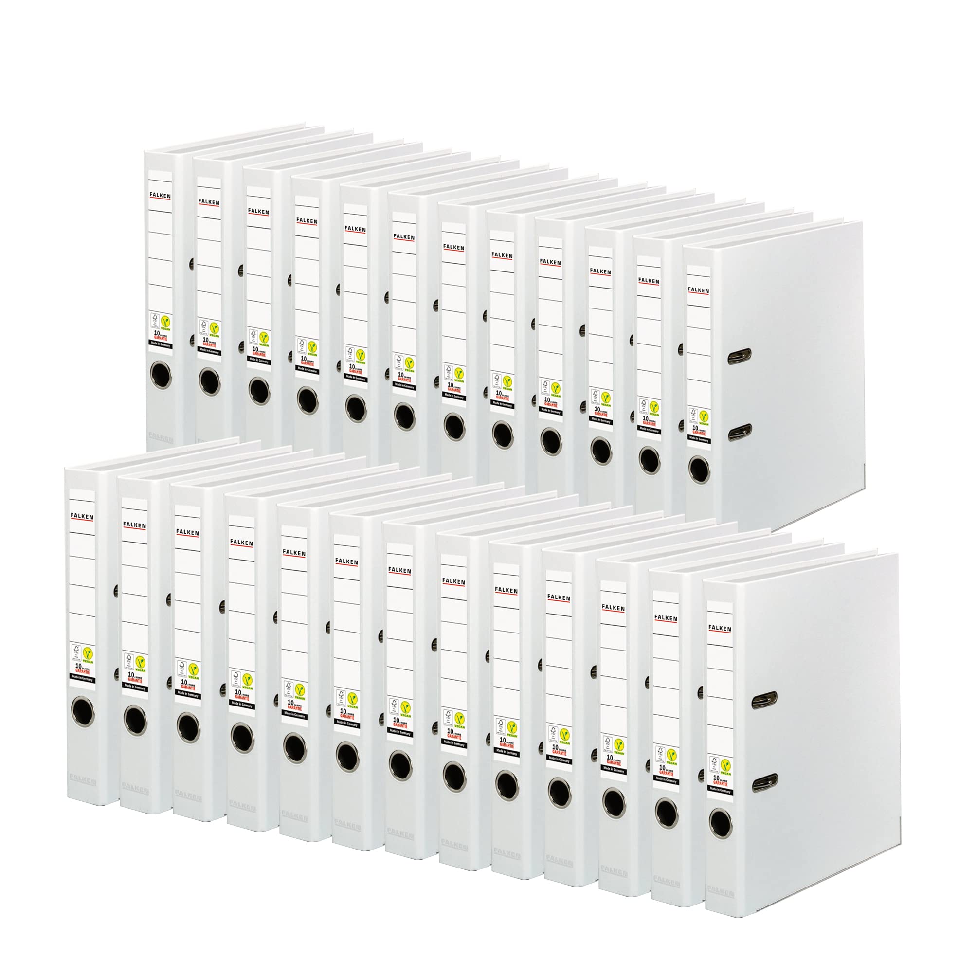 Exacompta - Ref 09984121007F - FALKEN - Vegan PP Lever Arch Files - Suitable for A4 Documents, 50mm Spine, Spine Label, Metal Finger Hole - White (Pack of 25)