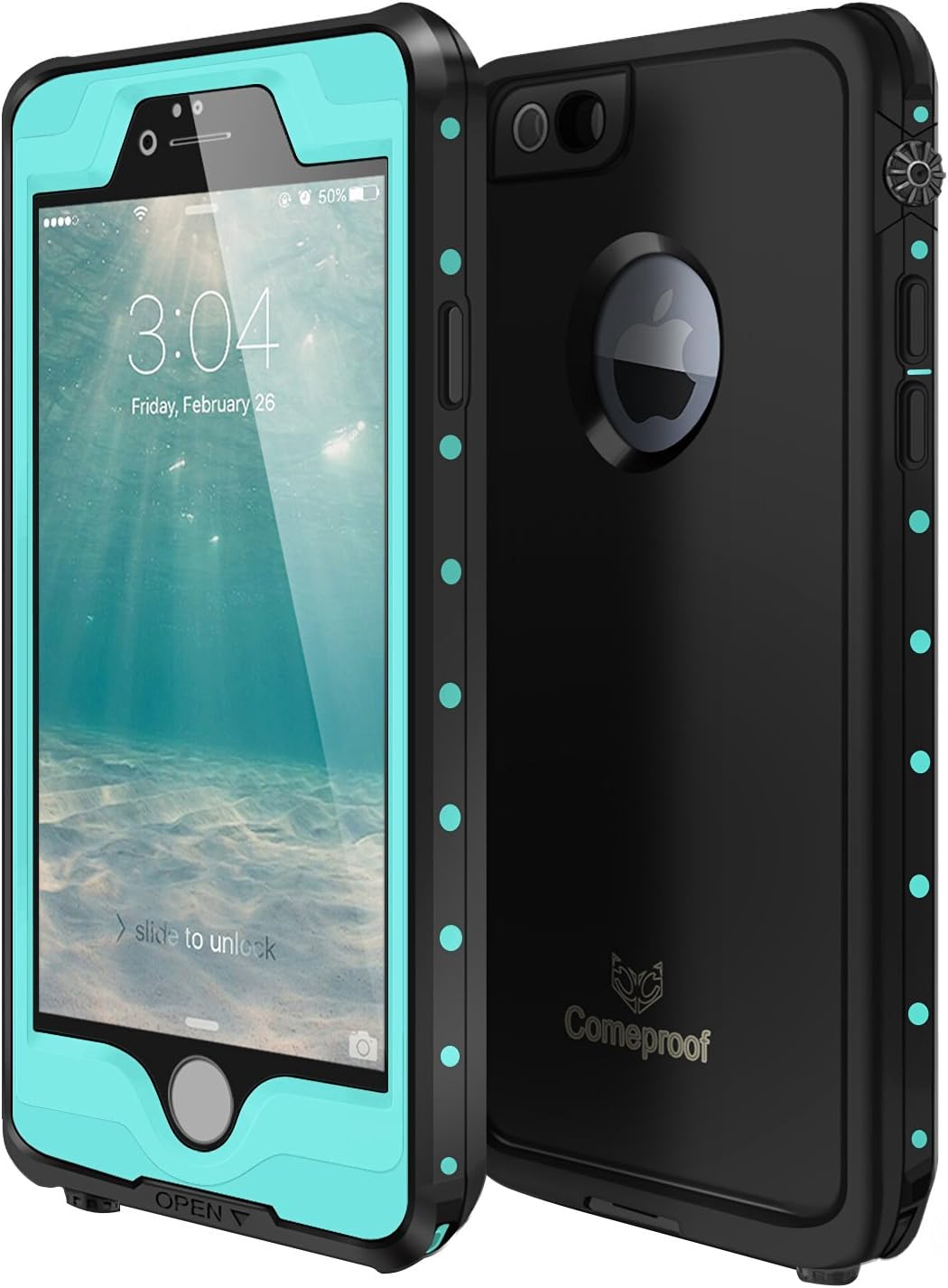 Comeproof iPhone 6s Waterproof Case Touched Transparent Screen Protector Shockproof Snow Dust and Dirt Proof Cover Protective Case for iPhone 6/6s 4.7 in(Cyan)roof Cover for iPhone 6 6s, 4.7in Cyan