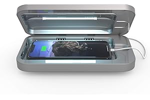 PhoneSoap 3 UV Cell Phone Sanitizer & Dual Universal Cell Phone Charger Box | Patented & Clinically Proven 360-Degree UV-C Light Sanitizer | Disinfects and Charges All Phones (Silver)