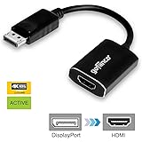 gofanco ACTIVE DisplayPort to HDMI Adapter (Black) &ndash; Up to Ultra HD 4K @ 60Hz, Eyefinity Compatible, MULTIPLE SCREENS Supported for Gaming