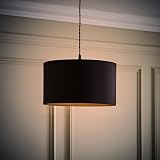 MiniSun Small Modern Black Fabric Drum Light Shade 25cm Shade Width view 5