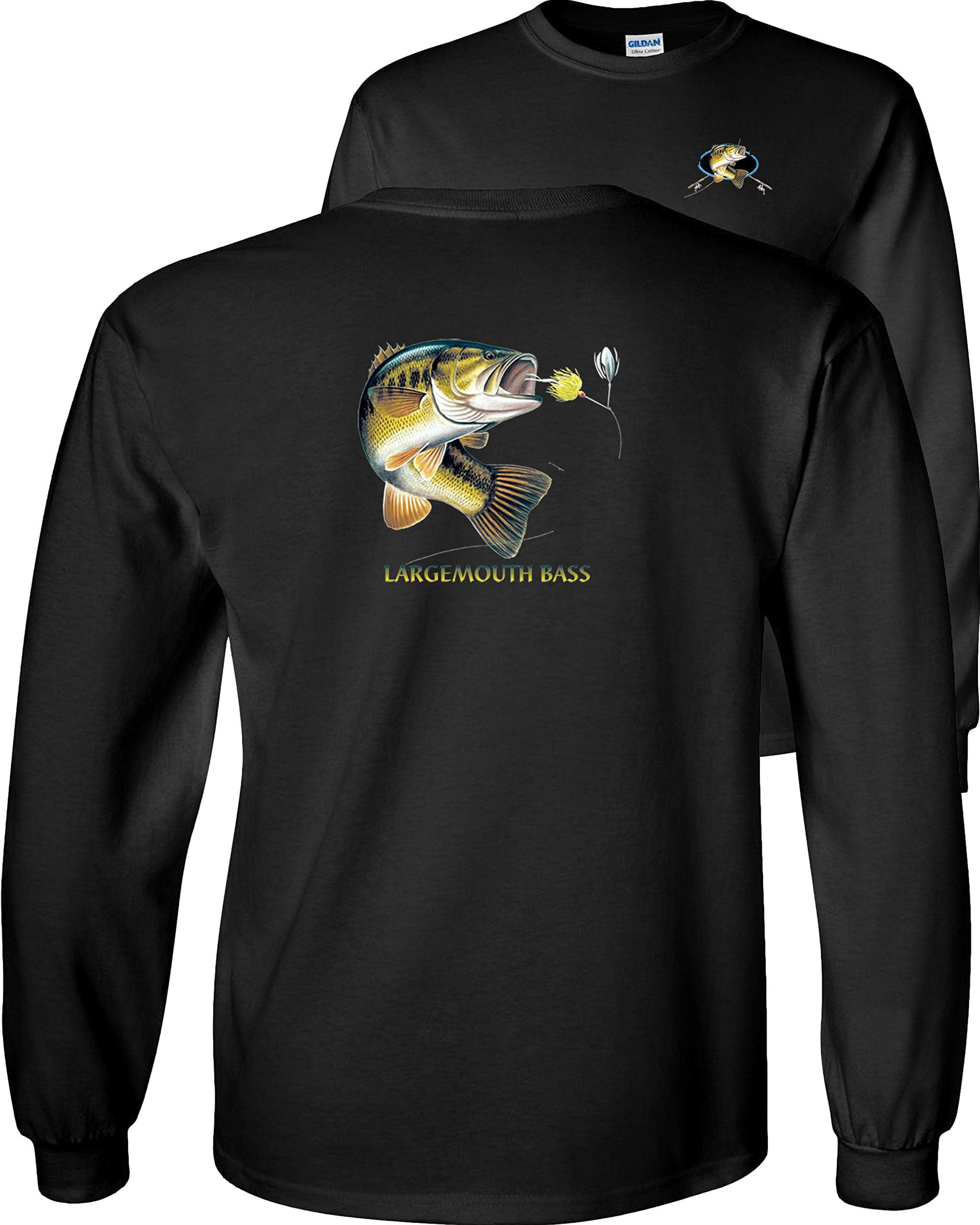 Largemouth Bass Combination Fishing Long Sleeve T-Shirt Adult Profile Unisex