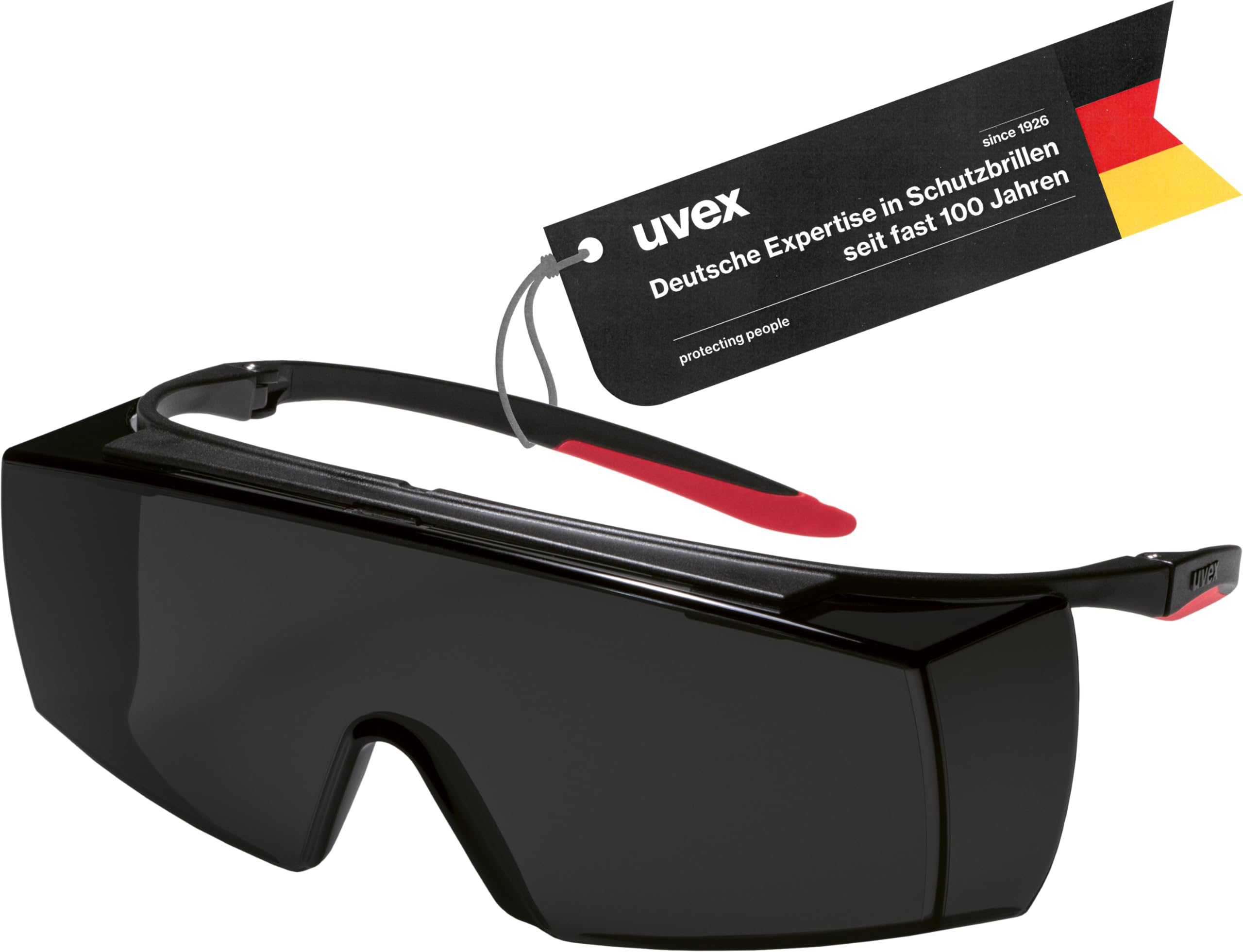 Uvex super f OTG 9169 - Overglasses for Glasses Wearers - Safety Glasses from Infrared, UV, Welding - Eye Protection for HPL/IPL Hair Removal - Metal-Free, Anti-Fog & Scratch-Resistant 2% (IR-ex 5)