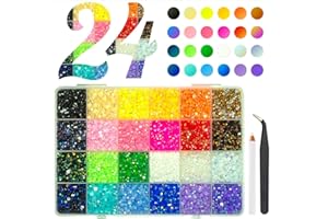qiipii 20000PCS 24 Color Jelly Resin Rhinestones Bulk 3mm 4mm Flatback Stones Super Rainbow Colorful Resin Non-Hotfix AB Gems Diamonds for Crafts Tumblers Bottles DIY Decoration Nails Eyes Face Makeup
